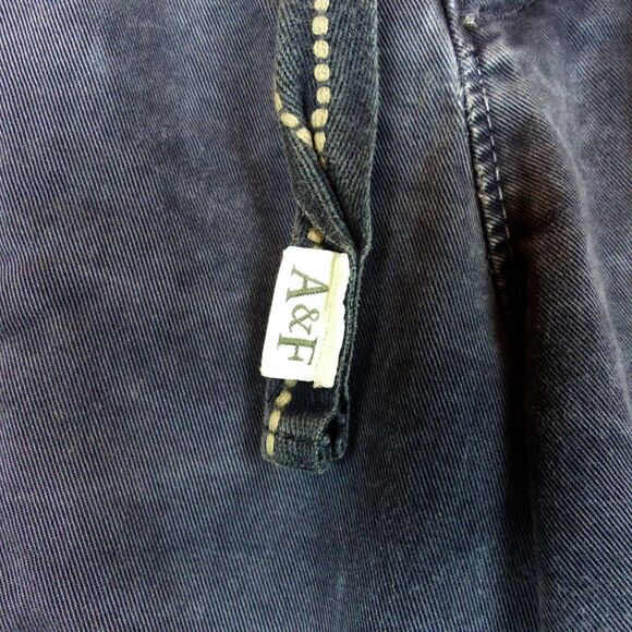 VTG Abercrombie & Fitch Cargo Short Men 34 Blue Baggy Y2K Paratrooper Distressed - Picture 5 of 14